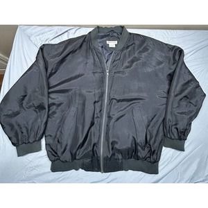 MONTAGE POUR HOMME MEN'S BLACK 100% SILK V-NECK PULLOVER JACKET SIZE L